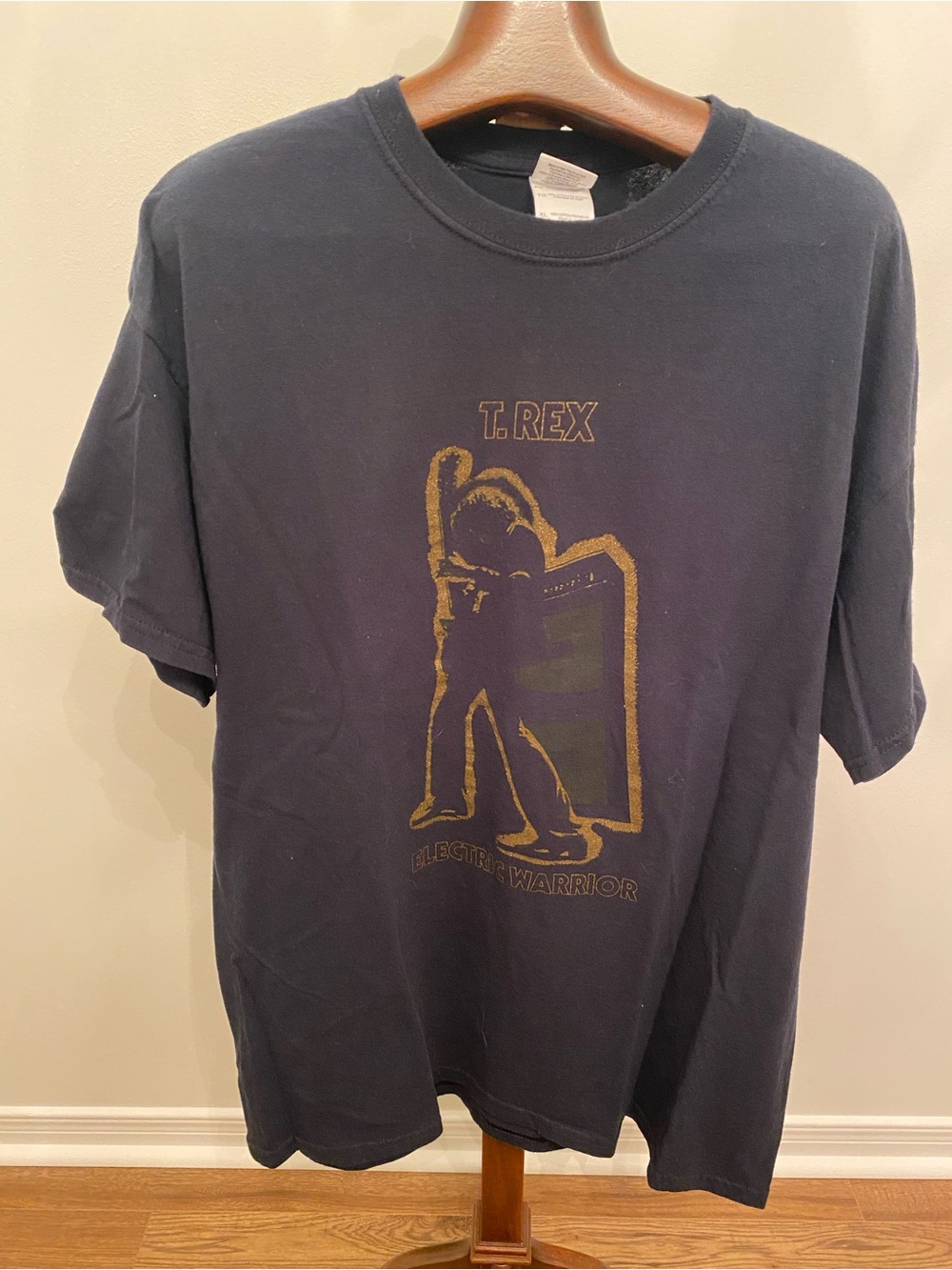 T. Rex 'Electric Warrior' Graphic Tee in Black with Gold Print